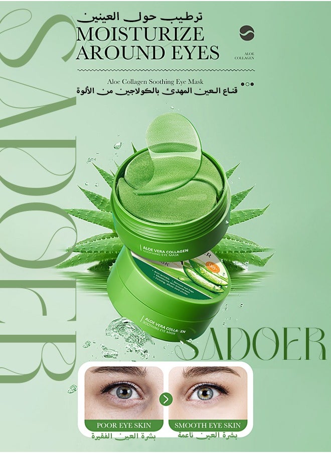 Aloe Vera Eye Mask- Puffy Eyes And Dark Circles Treatments – Look Younger And Reduce Wrinkles And Fine Lines Under Eye, Improve And Firm Eye Skin,pure Natural Material Extraction(60 PCS)