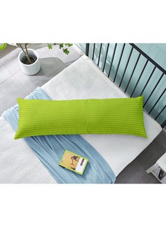 Hotel Linen Klub Krude  Long Body Pillow 1pc, Fabric: 100% Polyester 85 GSM Microfiber 1 cm Stripe Super Soft, Filling: 1300 gm Hollow Fiber Comfort, Breathable & Ultra Soft Size: 45 x 120 cm, Color: Lime  - Image 1