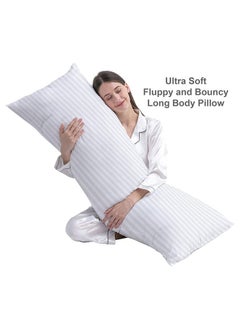 Hotel Linen Klub Krude  Long Body Pillow 1pc, Fabric: 100% Polyester 85 GSM Microfiber 1 cm Stripe Super Soft, Filling: 1300 gm Hollow Fiber Comfort, Breathable & Ultra Soft Size: 45 x 120 cm, Color: Lime  - Image 4