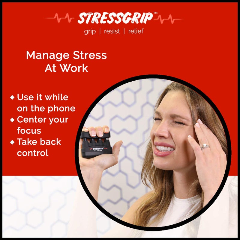 StressGrip - The Stress Ball for Adults (Medium) A Stress & Anxiety Relief Device - Comfortable Hand Exerciser - Stress Reliever & Hand Gripper - Black - Image 4