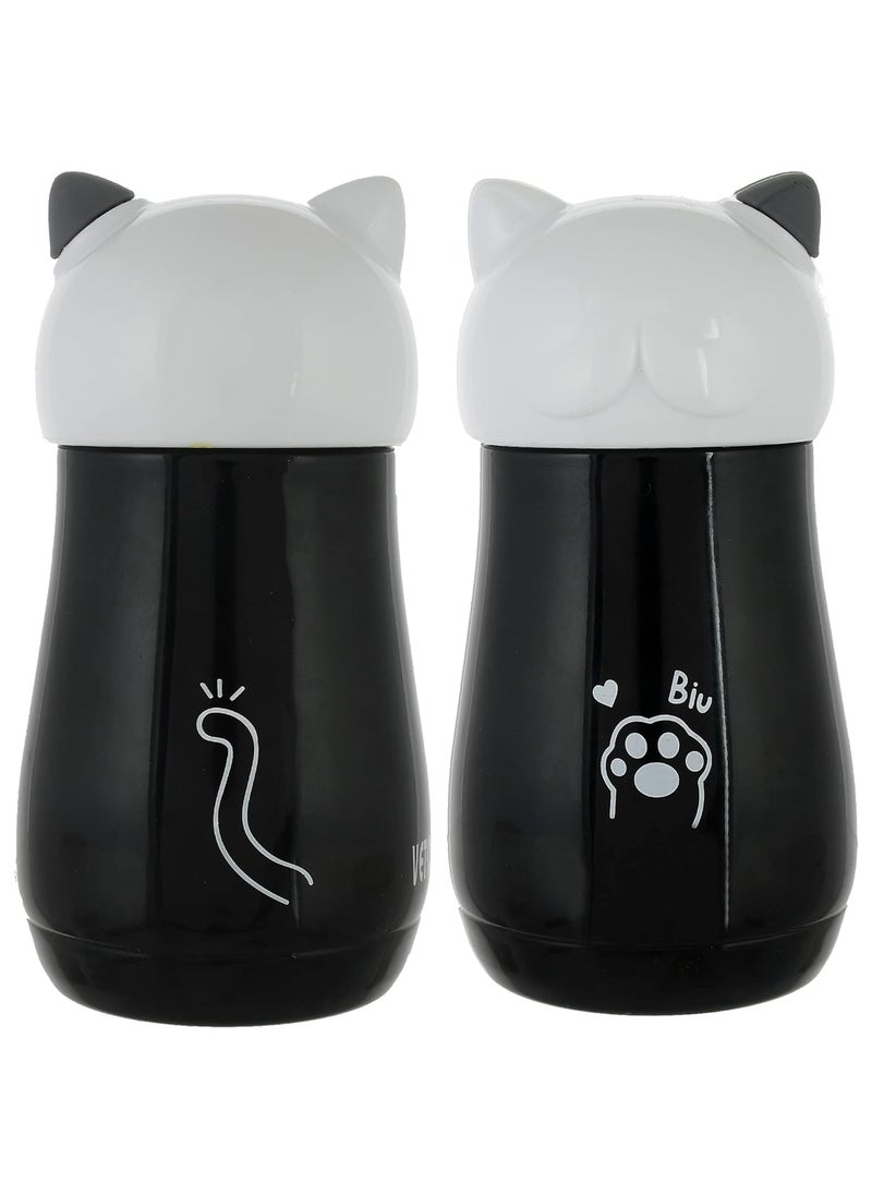 Kuber Industries Kuber Industries Small Kids Water Bottle, Vacuum Insulated Bottle for 24 Hrs Cooling & Warm, 280Ml-Pack of 2 (Black)  - Image 1