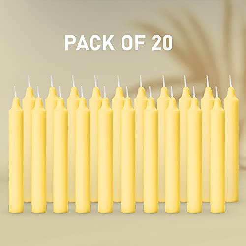 Aura Decor Unscented Pure Wax Stick Candle Pack of 20 (Yellow) - Image 2