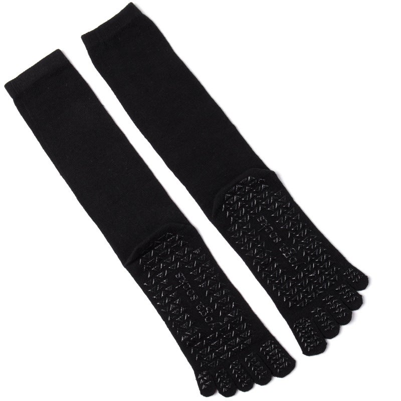 Mens Yoga Socks Winter Cotton Grip Toe Mid-Calf Gray  - Image 2