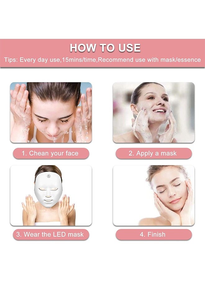 Phototherapy LED Facial Mask Device 7 Color Light Treatment No Wires Needed Touch Button Anti-Aging up to 108 LED Facial Phototherapy Mask Device