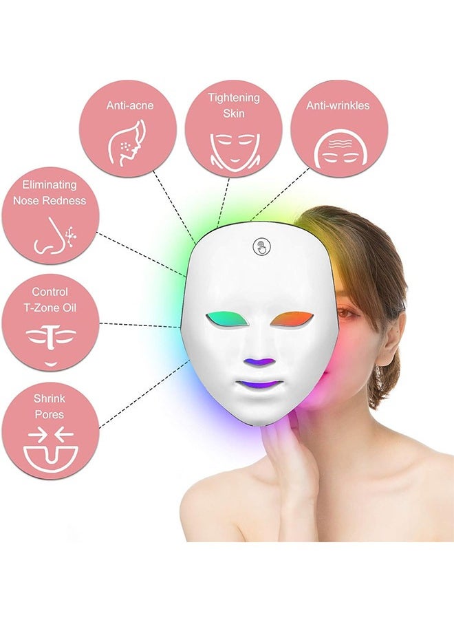 Phototherapy LED Facial Mask Device 7 Color Light Treatment No Wires Needed Touch Button Anti-Aging up to 108 LED Facial Phototherapy Mask Device