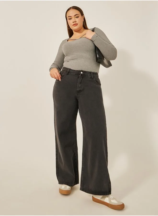 Styli Plus Size High Rise Loose Fit Jeans