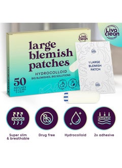 LivaClean LivaClean 50CT Large Hydrocolloid Acne Patches - for Pore Spots Nose Face Cystic Pimple Zit Patch - Big Pimple Patches Hydrocolloid Bandages Strips Stickers Pimple Patch XL Large Acne Patch Large  - Image 5