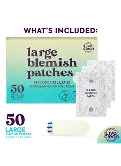 LivaClean LivaClean 50CT Large Hydrocolloid Acne Patches - for Pore Spots Nose Face Cystic Pimple Zit Patch - Big Pimple Patches Hydrocolloid Bandages Strips Stickers Pimple Patch XL Large Acne Patch Large  - Image 2