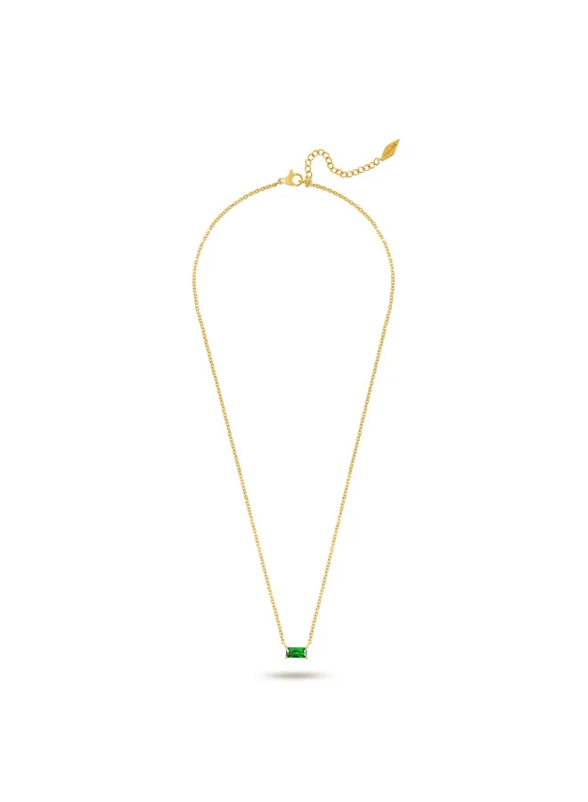 بوليس Eva Gold Necklace with Green Dainty Pendant for Women