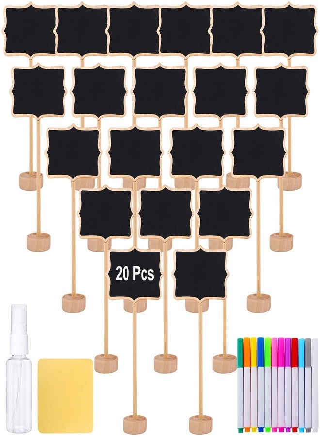 CLRBEATTY 20Pcs Wood Mini Chalkboard Signs,Food Labels for Party Buffet,Food Tags with Stand,Blackboard Signs for Message Board Sign,Small Rectangle Chalkboards for Food Party Wedding Table Numbers Plants Event - Image 1