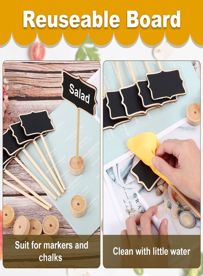 CLRBEATTY 20Pcs Wood Mini Chalkboard Signs,Food Labels for Party Buffet,Food Tags with Stand,Blackboard Signs for Message Board Sign,Small Rectangle Chalkboards for Food Party Wedding Table Numbers Plants Event - Image 5