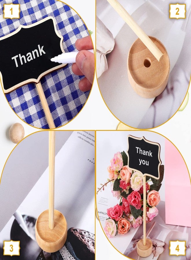 CLRBEATTY 20Pcs Wood Mini Chalkboard Signs,Food Labels for Party Buffet,Food Tags with Stand,Blackboard Signs for Message Board Sign,Small Rectangle Chalkboards for Food Party Wedding Table Numbers Plants Event - Image 4