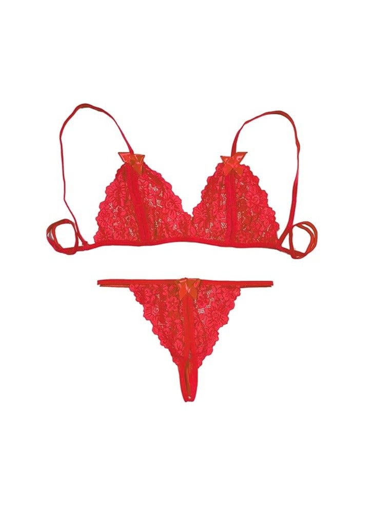 Accessorize Kingdom Women Nightwear Robe with Lace Bra Panty Lingerie Set  - Image 4