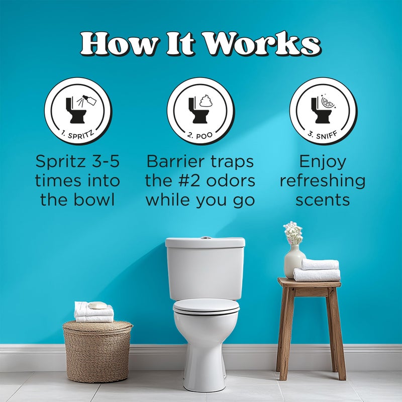 Poo-Pourri Before-You-Go Toilet Spray, Fresh Sea Salt, 4 Fl Oz, Up to 200 Uses, Bathroom Odor Deodorizer, Plant-Based with Essential Oils, for Home or Work, Sea Salt, Bergamot & Eucalyptus Scent - Image 2