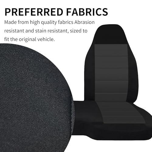 EDIETH 2Pcs Front 60/40 Cloth High Back Bench Seat Cover Compatible with Ford Ranger XLT 2004 2005 2006 2007 2008 2009 2010 2011 2012-Black - Image 5