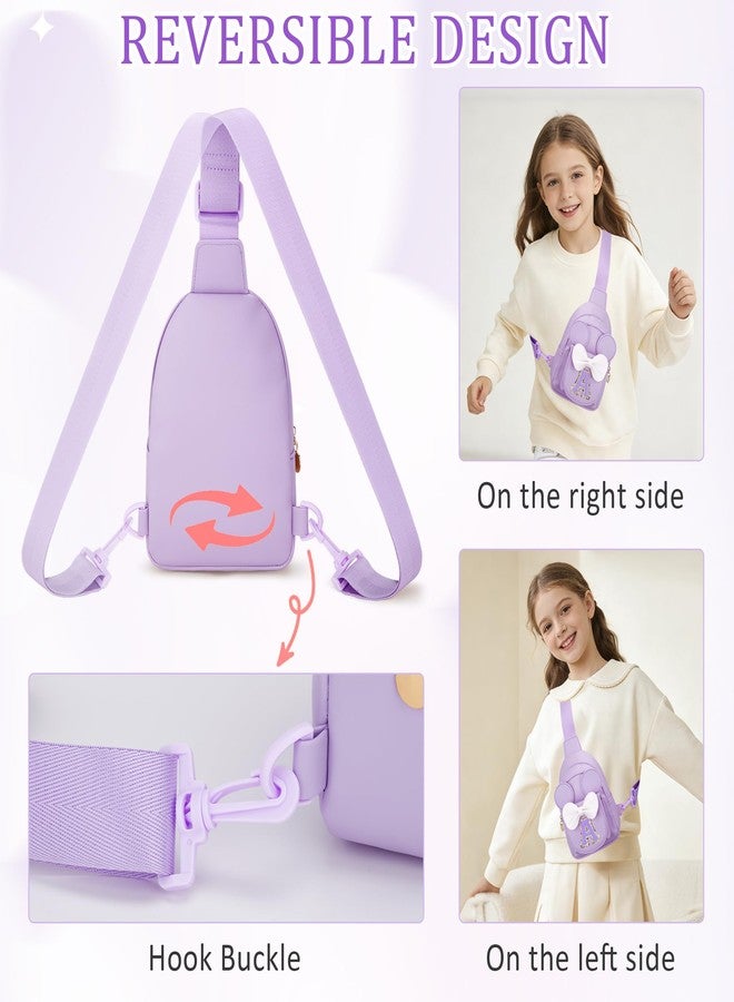 CLOUDWINGS Initial Sling Bags for Girls Kids, Purple, A - Image 4