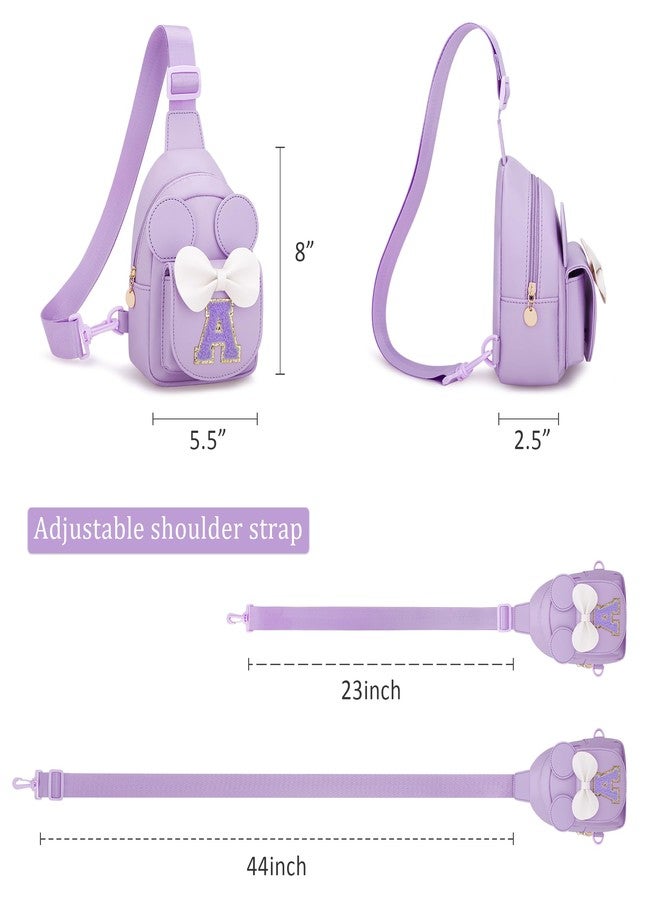 CLOUDWINGS Initial Sling Bags for Girls Kids, Purple, A - Image 5