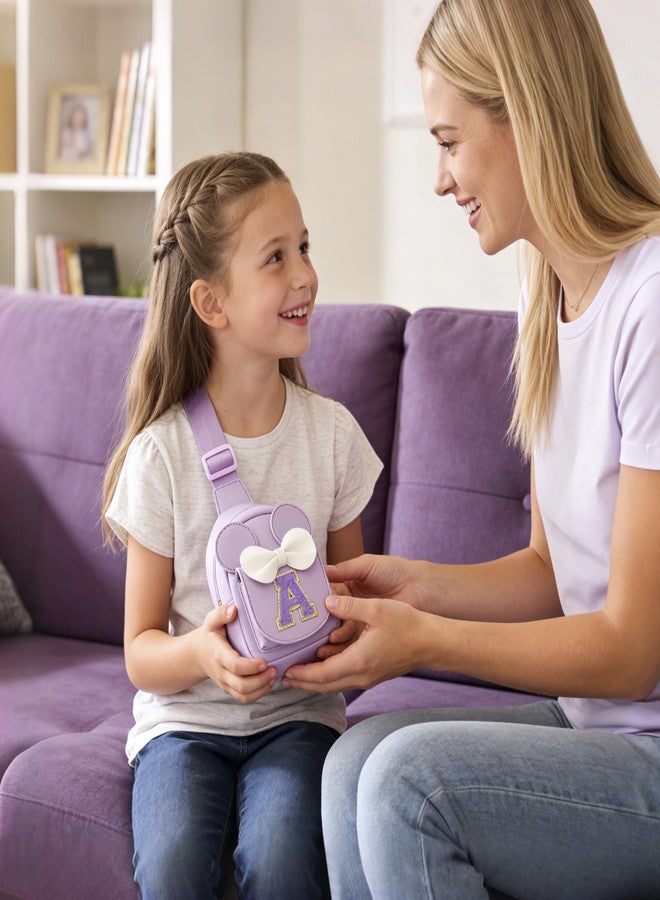 CLOUDWINGS Initial Sling Bags for Girls Kids, Purple, A - Image 3