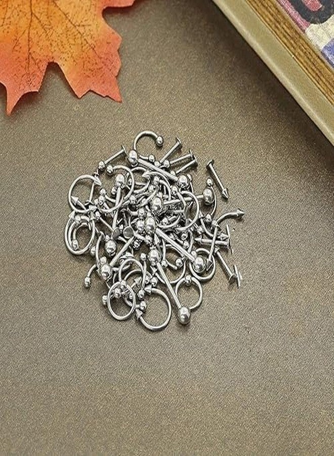 SHIELD PLUS Piercing Kit Stainless Steel Belly Tongue Tragus Nipple Lip Nose Ring Body Jewelry (74 Pieces) - Image 3