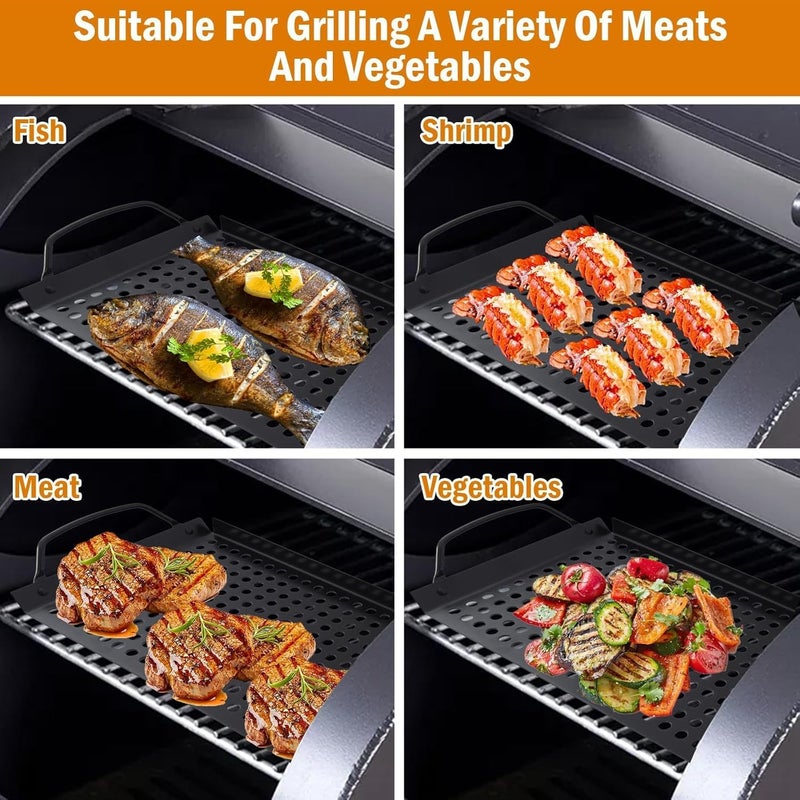 Yopple Yopple Stainless Steel BBQ Grill Plate with Holes - Non-Stick Grilling Tray for Roasting Vegetables, Meat & Fish - Perfect for Indoor & Outdoor Barbecue Cooking  - Image 3