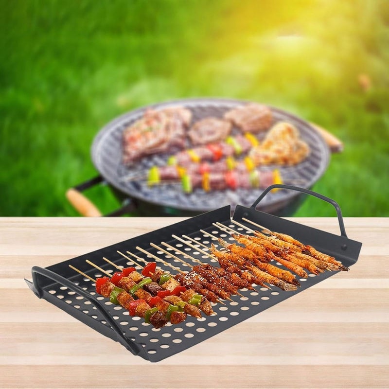 Yopple Yopple Stainless Steel BBQ Grill Plate with Holes - Non-Stick Grilling Tray for Roasting Vegetables, Meat & Fish - Perfect for Indoor & Outdoor Barbecue Cooking  - Image 2