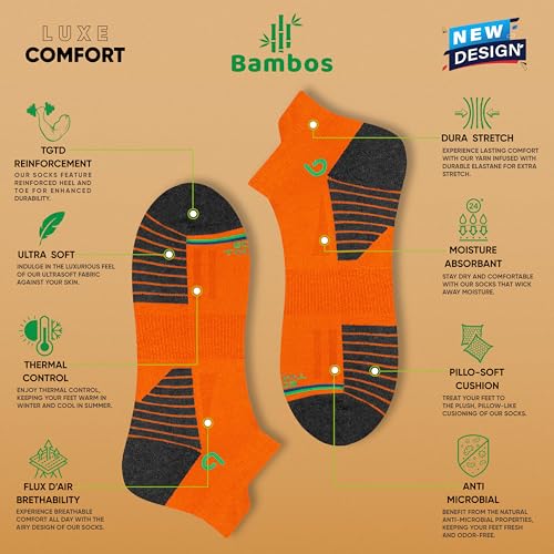 BAMBOS Bamboo Fibre Bamboo Ankle Length Socks For Men Anti-Microbial Ultra Soft Padded Ankle Socks, Pack Of 3 Multicoloured - Image 2
