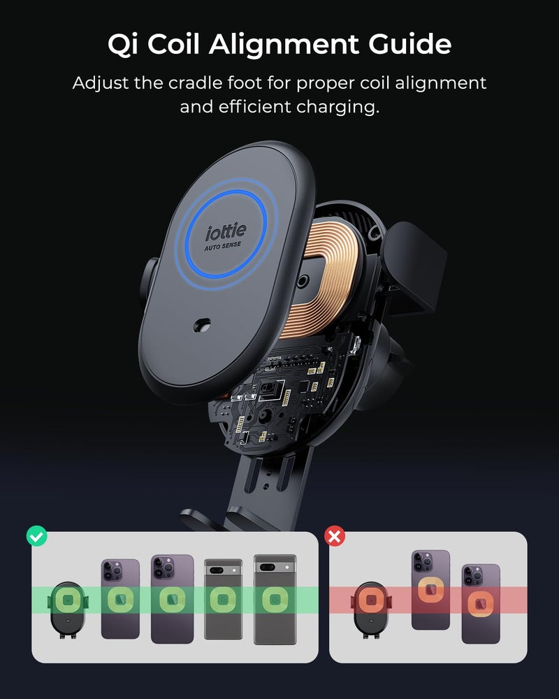 iOttie Auto Sense 2 Dash & Windshield Car Phone Holder with Qi Wireless Charging – Auto Clamping Phone Mount & Charger for iPhone, Google Pixel, Samsung Galaxy, Huawei, LG (Adapter Not Included) - Image 4