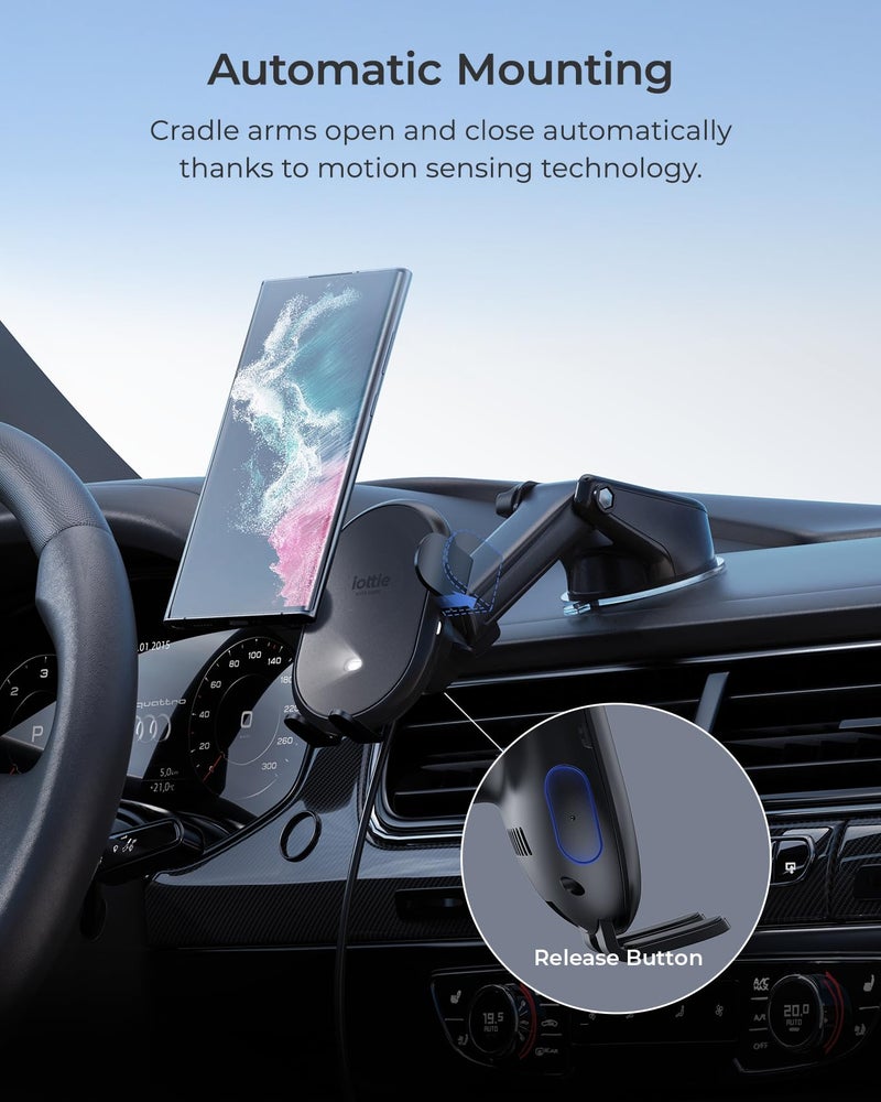 iOttie Auto Sense 2 Dash & Windshield Car Phone Holder with Qi Wireless Charging – Auto Clamping Phone Mount & Charger for iPhone, Google Pixel, Samsung Galaxy, Huawei, LG (Adapter Not Included) - Image 2