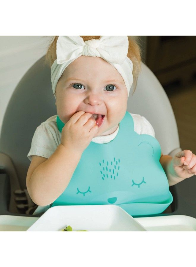 Tiny Twinkle Roll Up Silicone Bib Soft Durable Easy Clean Waterproof Silicone Bibs With Food Catcher (Mint Infant) - Image 3