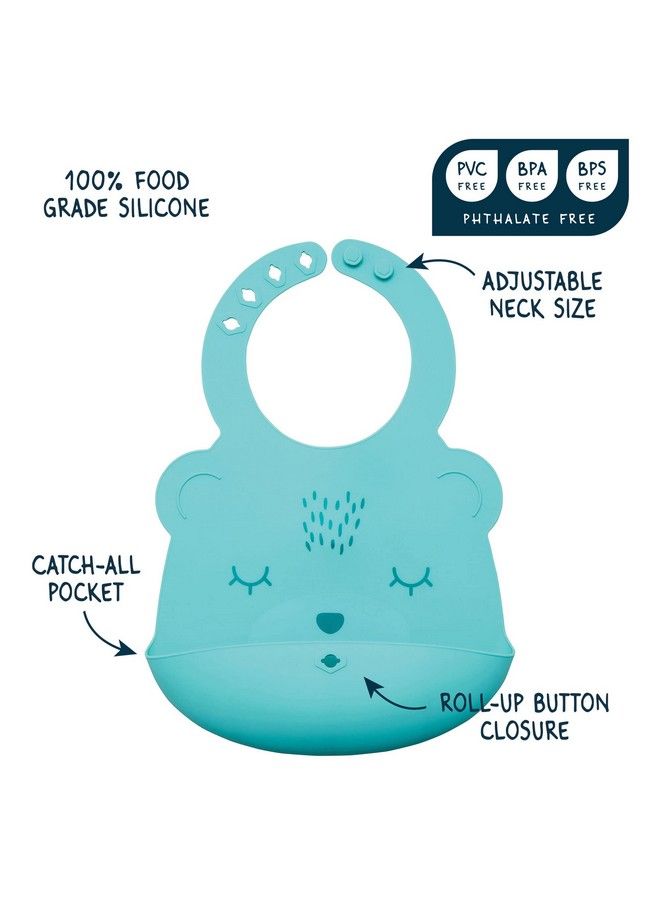 Tiny Twinkle Roll Up Silicone Bib Soft Durable Easy Clean Waterproof Silicone Bibs With Food Catcher (Mint Infant) - Image 4