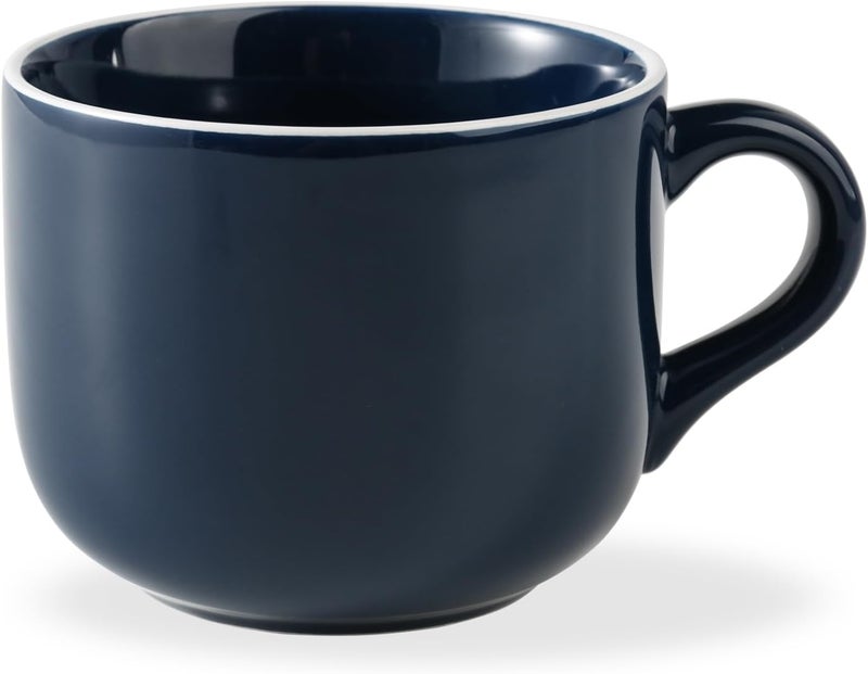 ARRADEN Soup Mugs with Handles Microwave Safe, 21 OZ Jumbo Ceramic Soup Mug, Soup Cups for Coffee, Tea, Soup, Cereal, Salad, Dishwasher & Oven Proof Soup Bowls with Handle, Dark Blue - Image 1