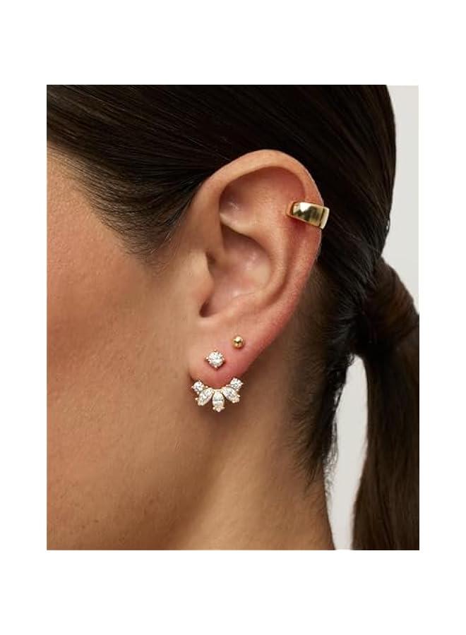 PAVOI 18K Gold Plated Sterling Silver Posts Cubic Zirconia Ear Jacket Statement Earrings for Women | Front & Back Stud Earring Jackets - Image 2