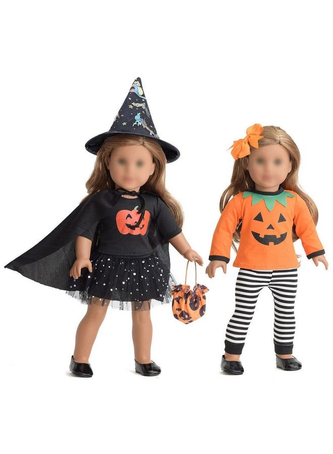 sweet dolly 18 Inch Doll Clothes Accessories Halloween Pumpkin Witch Costume Pumpkin Suit Set for 18 inches Dolls - Image 1