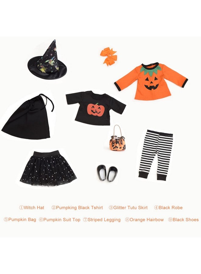 sweet dolly 18 Inch Doll Clothes Accessories Halloween Pumpkin Witch Costume Pumpkin Suit Set for 18 inches Dolls - Image 3
