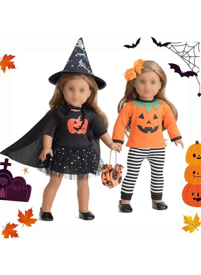 sweet dolly 18 Inch Doll Clothes Accessories Halloween Pumpkin Witch Costume Pumpkin Suit Set for 18 inches Dolls - Image 2