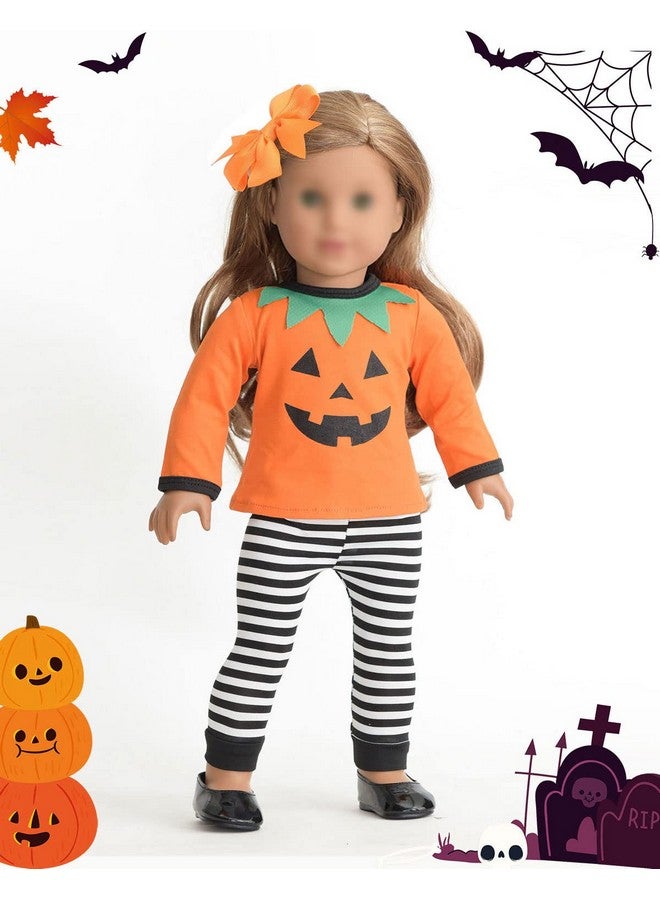 sweet dolly 18 Inch Doll Clothes Accessories Halloween Pumpkin Witch Costume Pumpkin Suit Set for 18 inches Dolls - Image 5