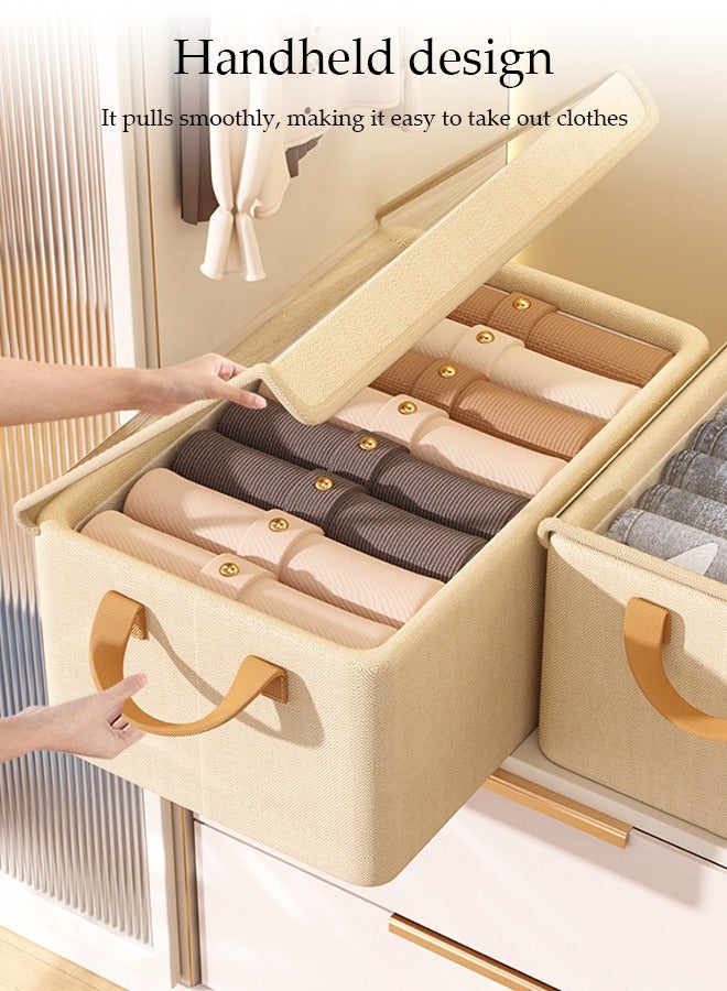 DUNISO 3 Pcs Clothes Storage Box wiith Lid，Foldable Wardrobe Organizer, Drawer Organizer，With Dust Cover，Moisture and Mold Prevention，for Organizing Clothing Jeans Toys Book Shelves Closet Wardrobe，24*30*17cm  - Image 5