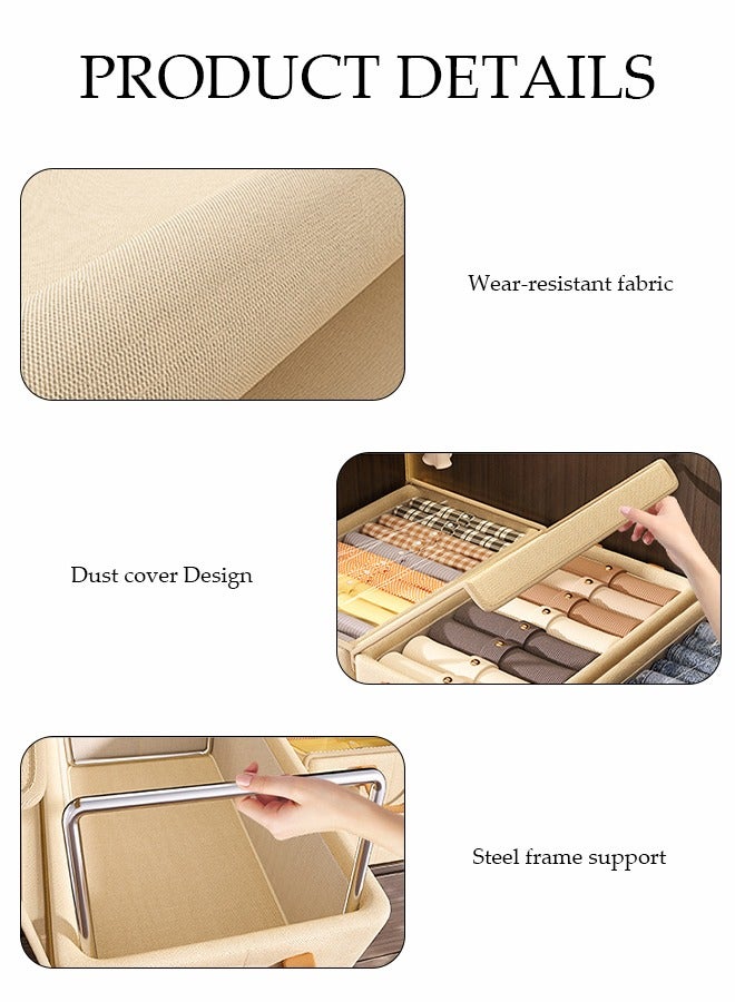 DUNISO 3 Pcs Clothes Storage Box wiith Lid，Foldable Wardrobe Organizer, Drawer Organizer，With Dust Cover，Moisture and Mold Prevention，for Organizing Clothing Jeans Toys Book Shelves Closet Wardrobe，24*30*17cm  - Image 4