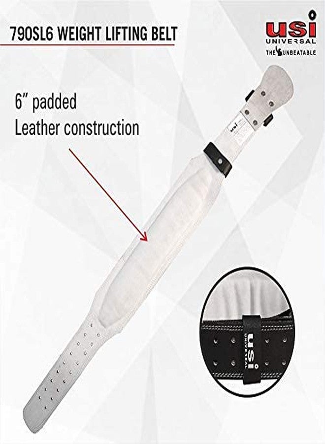 USI UNIVERSAL Weight Lifting Belt, 790SL6 (6 Inch Wide, Black, Small Size) Padded, Leather & Metal Construction, Suede Leather Lining, Weight Belt for Deadlift, Squat for Men, Women - Image 3