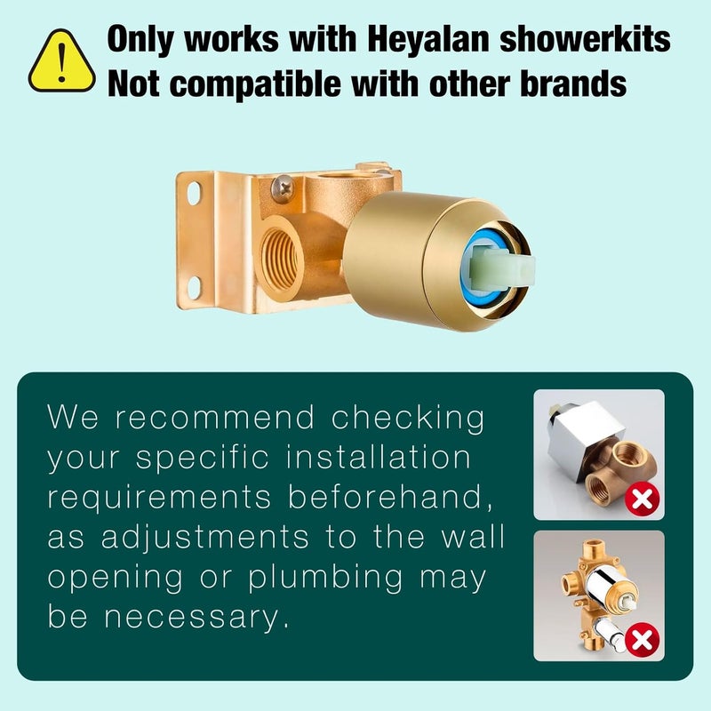Heyalan Shower Faucet Set with Valve Kit,8 Inch Bathroom Rainfall Shower Head and Handle Set System Trim Kit,Female Thread Valve Single Function,Brushed Gold - Image 2