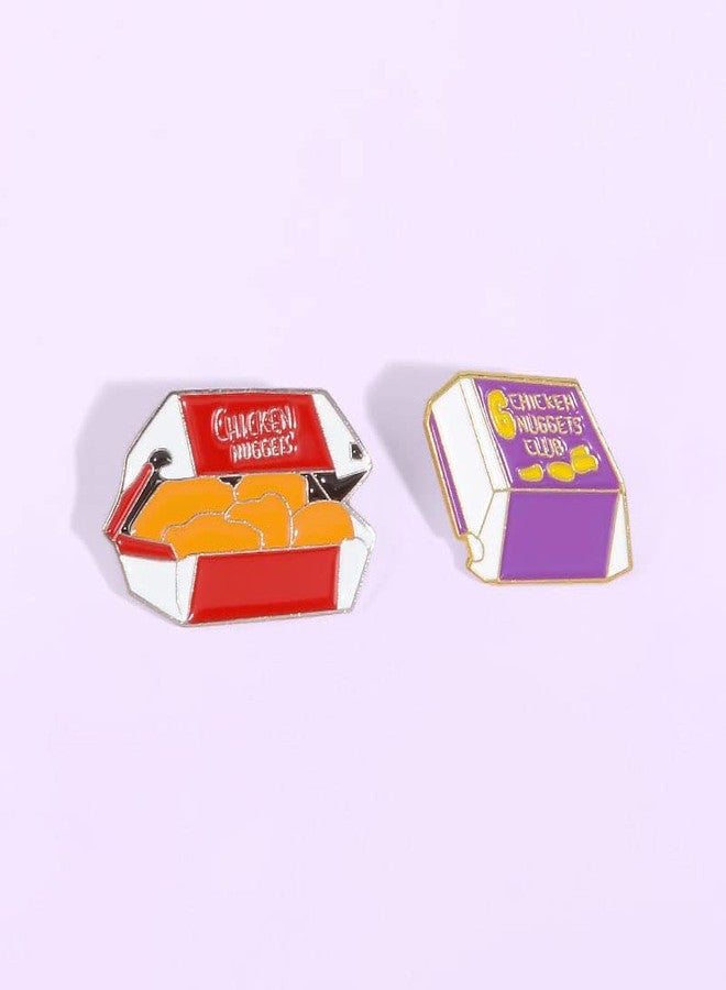 Wixine 2Pcs Fun Creative Metal Chicken Nuggets Enamel Pin Brooches Gift - Image 4