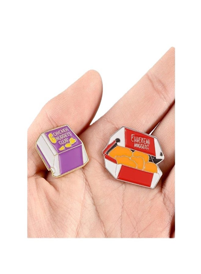 Wixine 2Pcs Fun Creative Metal Chicken Nuggets Enamel Pin Brooches Gift - Image 1