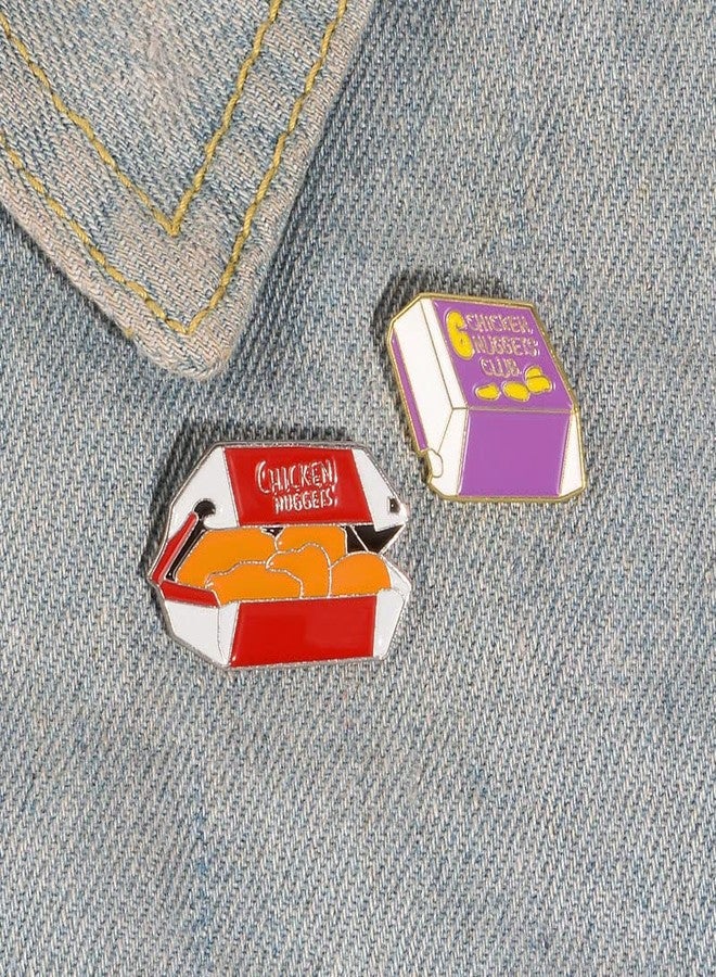 Wixine 2Pcs Fun Creative Metal Chicken Nuggets Enamel Pin Brooches Gift - Image 3