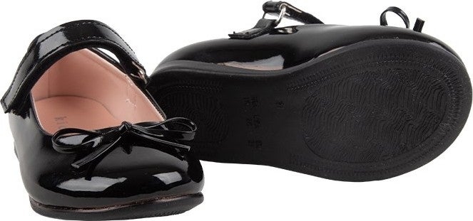 Kids A More Jessica Single Velcro Pu Leather Girls Ballerina Shoes Black  - Image 3