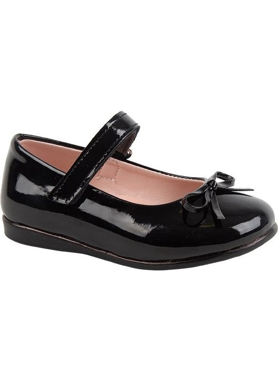 Kids A More Jessica Single Velcro Pu Leather Girls Ballerina Shoes Black  - Image 5