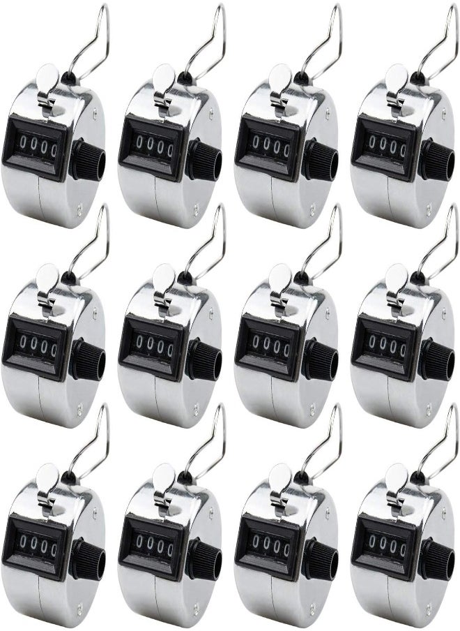Foraineam 12 Pack Hand Tally Counters Digital Lap Counter Clicker Handheld 4 Digit Mechanical Number Click Counter