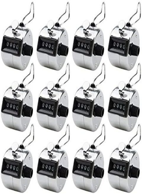 Foraineam 12 Pack Hand Tally Counters Digital Lap Counter Clicker Handheld 4 Digit Mechanical Number Click Counter