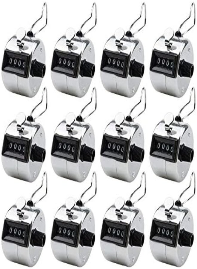 Foraineam 12 Pack Hand Tally Counters Digital Lap Counter Clicker Handheld 4 Digit Mechanical Number Click Counter