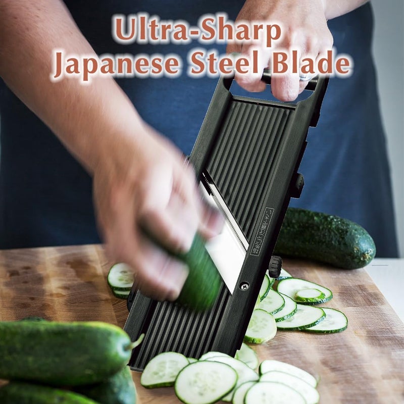 TIKUSAN SAMURAI Slicer Japanese Mandoline Vegetable Slicer Made in Japan Adjustable Slice Thickness Stainless Steel Blade (Normal) - Image 2
