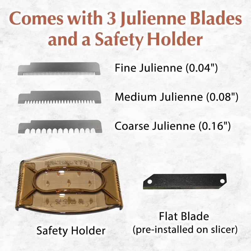 TIKUSAN SAMURAI Slicer Japanese Mandoline Vegetable Slicer Made in Japan Adjustable Slice Thickness Stainless Steel Blade (Normal) - Image 3
